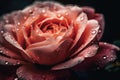 pink rose with dropplets of Water created by generative AI Royalty Free Stock Photo