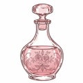 Pink Rose Etched Glass Perfume Decanter Royalty Free Stock Photo