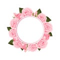 Pink Rose Flower Banner Wreath. isolated on White Background. Vector Illustration Royalty Free Stock Photo