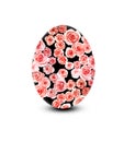 Pink rose flower painted on block chicken egg, decorated for Easter holiday