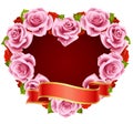 Pink Rose Frame in the shape of heart