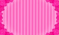 Pink rose frame on striped background. Striped pattern illustration. Royalty Free Stock Photo