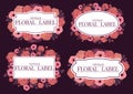 Pink colourful florals rose fream and gold elements labels for wedding card or thank you card Royalty Free Stock Photo