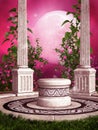 Pink rose garden with columns Royalty Free Stock Photo