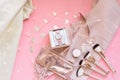 Pink and rose gold fashion accessories Royalty Free Stock Photo