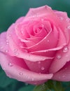 Pink rose with green leaves There are water droplets on the petals Royalty Free Stock Photo