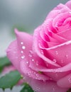 Pink rose with green leaves There are water droplets on the petals Royalty Free Stock Photo
