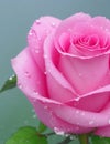Pink rose with green leaves There are water droplets Royalty Free Stock Photo