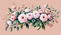 Pink rose hydrangea, ranunculus, vector illustration design bouquet. Wedding