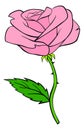 Pink rose icon. Flower cartoon vector illustration isolated on white Royalty Free Stock Photo