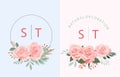 pink rose object element set with leaf.illustration vector for postcard,sticker Royalty Free Stock Photo