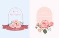 pink rose object element set with leaf.illustration vector for postcard,sticker Royalty Free Stock Photo