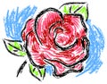 Pink rose painting with charcoal brush