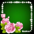 Pink rose and pearls frame Royalty Free Stock Photo