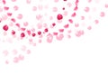 Pink rose petals is flying in the air with flares vector card Royalty Free Stock Photo