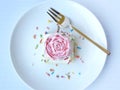 Pink rose vanilla cream cake. Royalty Free Stock Photo