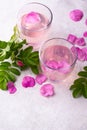 Pink rose water, summer healthy drink Royalty Free Stock Photo