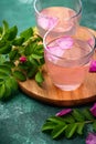 Pink rose water, summer healthy drink Royalty Free Stock Photo