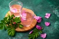 Pink rose water, summer healthy drink Royalty Free Stock Photo