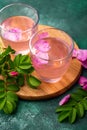 Pink rose water, summer healthy drink Royalty Free Stock Photo