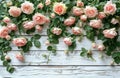 Pink Roses Adorning White Fence Royalty Free Stock Photo