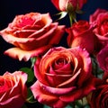 Pink roses against dark background, floral bouqeut for romance and love