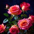 Pink roses against dark background, floral bouqeut for romance and love Royalty Free Stock Photo