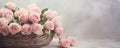 Pink roses basket or rose background, wedding banner Royalty Free Stock Photo