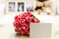 Pink Roses with Blank Note Royalty Free Stock Photo