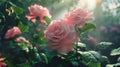 The Pink Roses in Bloom.AI generated image Royalty Free Stock Photo