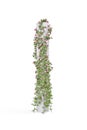 Pink roses with branches wrapped around a vertical square pole