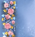 Pink roses and butterflies Royalty Free Stock Photo