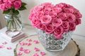 Pink Roses in a Crystal Heart Shape - generated by ai Royalty Free Stock Photo