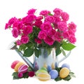 Pink roses with easter eggs Royalty Free Stock Photo
