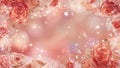 Pink Roses Floral Frame with Sparkles Royalty Free Stock Photo