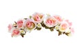 Pink Roses Flower Crown Front View isolated on white background with clipping paths Royalty Free Stock Photo