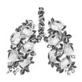 Pink roses in form of human lungs as symbol of health. Save your health stay at home. Coronavirus can reduce lung Royalty Free Stock Photo