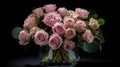 Pink roses in a glass vase on a black background Royalty Free Stock Photo