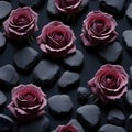 Pink roses on a gray stone background