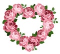 Pink roses heart frame.