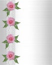 Pink roses and lace border Royalty Free Stock Photo