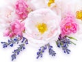 Pink roses and lavender bouquet Royalty Free Stock Photo