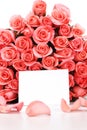 Pink roses with note paper Royalty Free Stock Photo