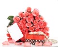 Pink roses with note paper Royalty Free Stock Photo