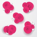 Pink roses with pearls beads composition on white background. Heart symbol. Romantic background . St. Valentine`s Day, 8 m Royalty Free Stock Photo