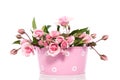 Pink roses in a pink flowerpot Royalty Free Stock Photo