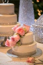 Pink Roses on a wedding cake Royalty Free Stock Photo