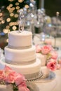 Pink Roses on a wedding cake Royalty Free Stock Photo