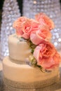 Pink Roses on a wedding cake Royalty Free Stock Photo