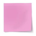 Vector pink, rosy sticky note with turned up corner isolated on white background. Light from the upper-left corner